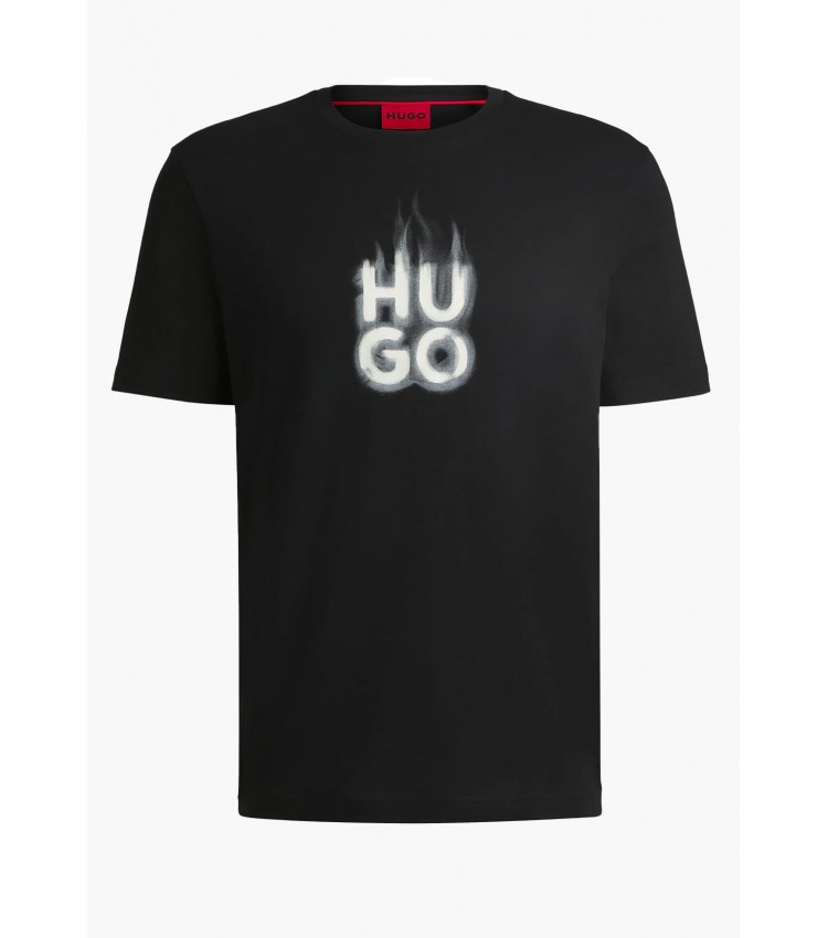 Men T-Shirts Dalaye.R Black Cotton Hugo