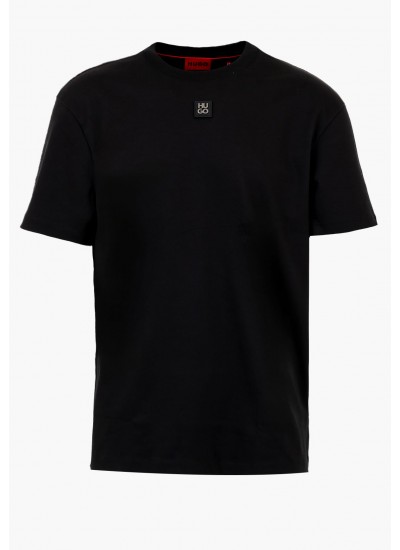 Men T-Shirts Graphic.Print Black Cotton GANT