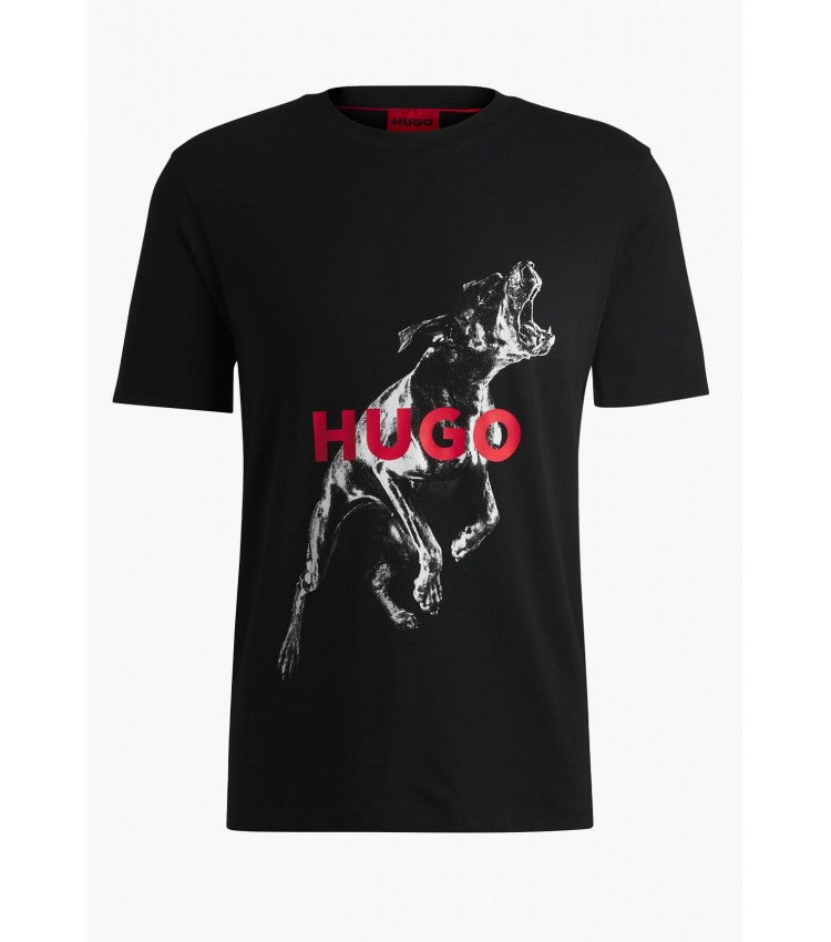 Men T-Shirts Deyladec.D Black Cotton Hugo