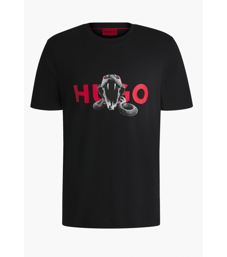 Men T-Shirts Deyladec.S Black Cotton Hugo