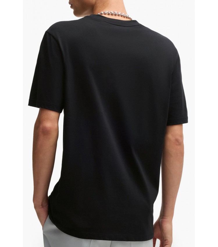 Men T-Shirts Deyladec.S Black Cotton Hugo