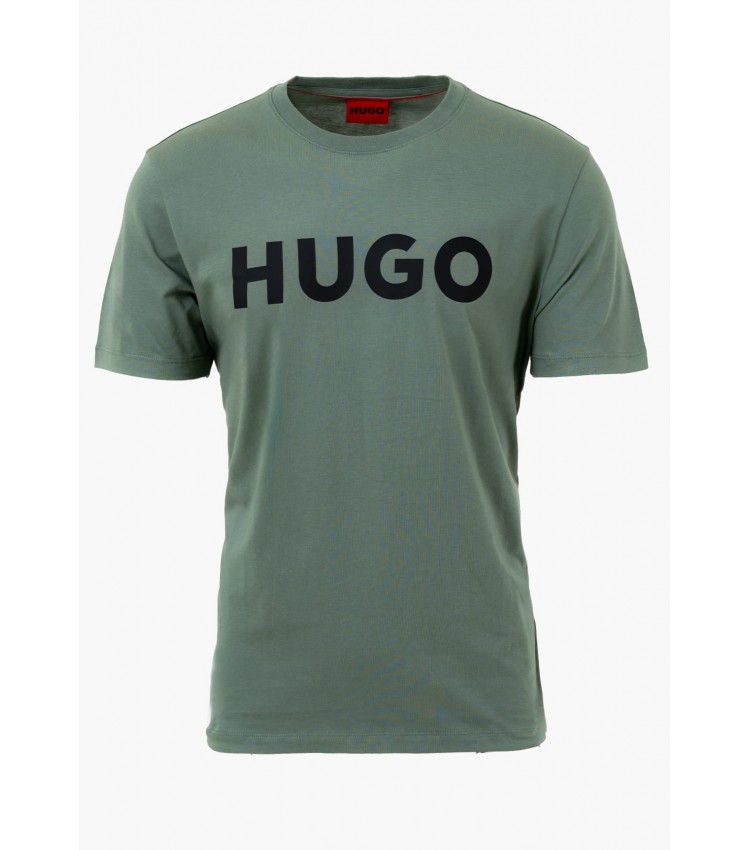 Men T-Shirts Dulivio Green Cotton Hugo