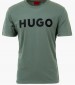 Men T-Shirts Dulivio Green Cotton Hugo