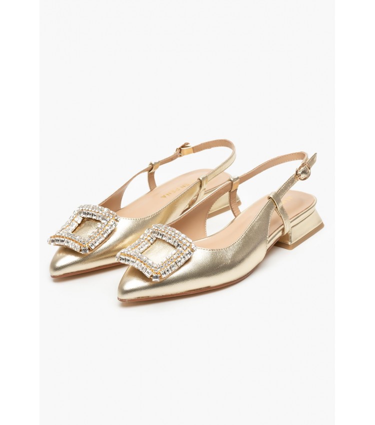 Women Flats V250480 Gold Leather Alma En Pena