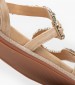 Women Flats V251605 Beige Leather-Fabric Alma En Pena