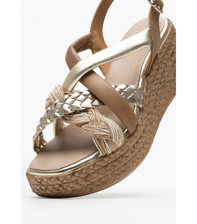 Women Platforms Low 7052 Gold Leather Porronet