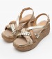 Women Platforms Low 7052 Gold Leather Porronet