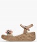 Women Platforms Low 7054 Beige Leather Porronet