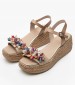 Women Platforms Low 7054 Beige Leather Porronet