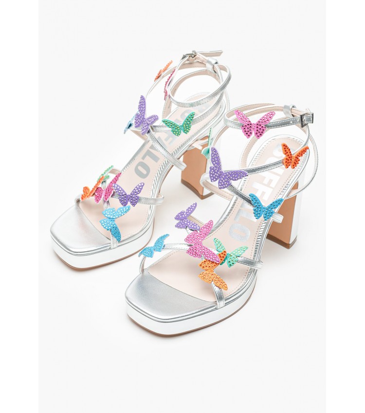 Women Sandals High June.Butterfly Silver ECOleather Buffalo