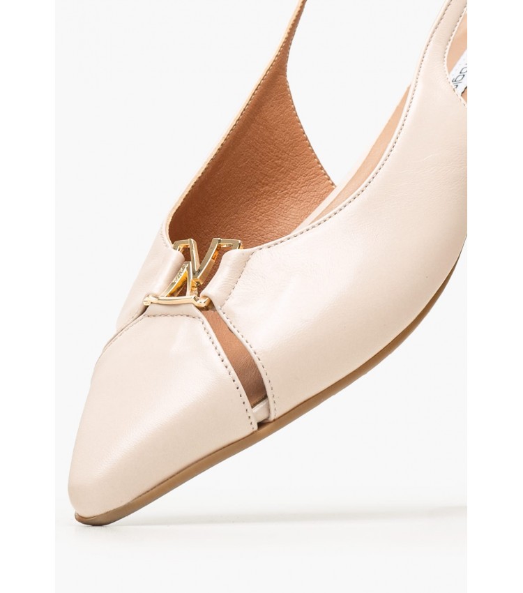 Women Flats Nikkei Beige Leather Mortoglou