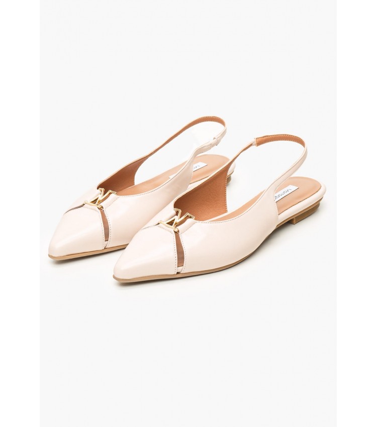 Women Flats Nikkei Beige Leather Mortoglou