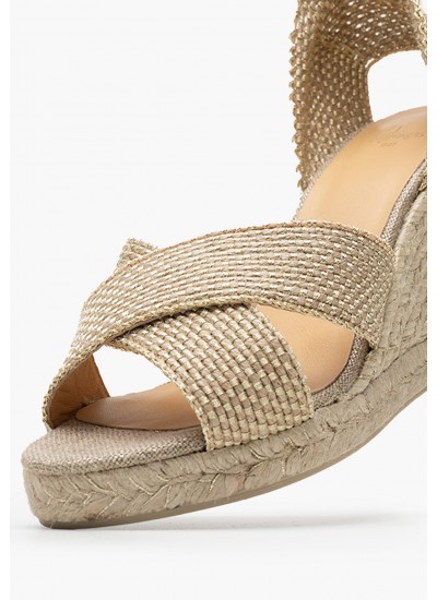 Women Espadrilles Becca Gold Fabric Castaner