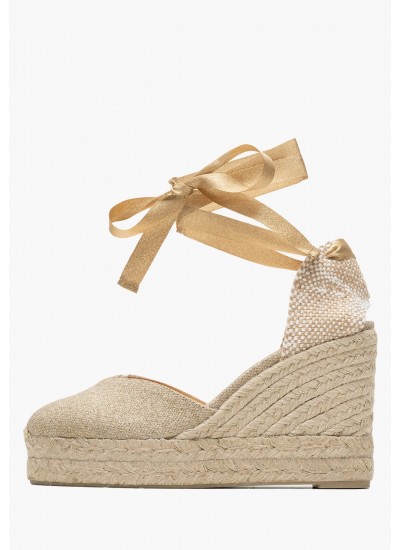 Women Espadrilles Chiara Gold Fabric Castaner