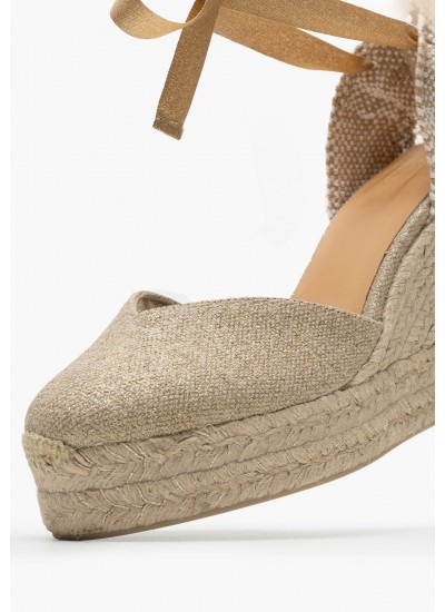 Women Espadrilles Chiara Gold Fabric Castaner