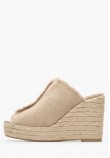 Women Platforms High Fatima2 Beige Fabric Castaner