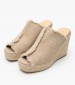 Women Platforms High Fatima2 Beige Fabric Castaner