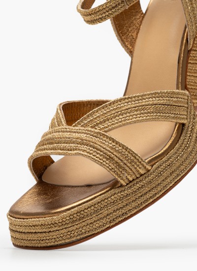 Women Espadrilles Becca Gold Fabric Castaner